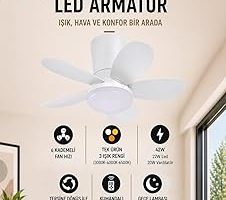 42W Tavan Vantilatörü LED Avize Armatür 64cm 5 Kanat 6 Kademeli Fan Ters Dönüş ve Gece Lambası Modu Uzaktan Kumandalı Beyaz — %25 İndirim | Amazon TR Fırsatı