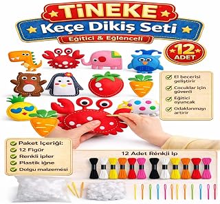TİNEKE 12 Adet Çocuklar Için Kendin Yap Montessori Keçe Dikiş El Sanatları Seti 3 Yaş Üzeri Çocuklar Için