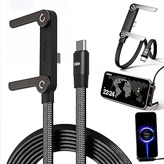 Yeni Pro tech 240W Destekli Standlı 1,5Metre Siyah Hasır Kablo Type-c Girişli Şarj Kablosu
