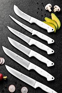 Sürmene Serisi Mutfak Bıçak Seti Et Ekmek Sebze Salata Fileto Bıçağı 6 Lı Set Beyaz (MFT-028)