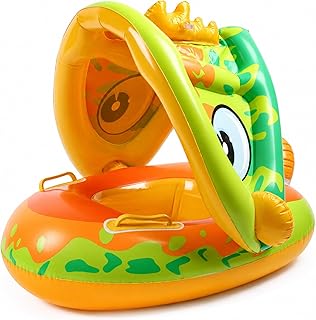 Gölgelikli Sevimli Bebek Şamandırası, Tak Çıkar Güneşlikli Şişme Yüzme Simidi, 0-4 Yaş 25 Kg Taşıma Kapasiteli, Güneşe Dayanıklı Floatör, Havuz Deniz Yaz Tatili İçin Gölgelikli Bebek Şamandırası