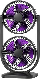 Şarjlı Çift Fanlı Vantilatör, 5 Kollu Pervaneli Kule Tipi Güçlü Soğutucu Fan, 3 Kademeli Hız Ayarlı, 360 Derece Dönen, 3000 mAh Şarjlı Ev Ofis Balkon Bahçe Kamp İçin Şarjlı Kule Tipi Vantilatör