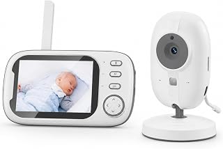 LCD Ekranlı Gece Görüşlü Bebek Kamerası ve Telsizi, Monitörlü 2.4G Kablosuz Bebek Monitörü, Çift Yönlü Sesli 8 Ninnili Oda Isı Sensörlü Bebek Odası Takip İzleme ve Güvenlik İçin Akıllı Kamera
