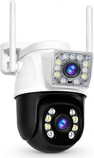 6MP Dual Lens WiFi Akıllı Güvenlik Kamerası, 360° Hareketli Dış Mekan IP Kamera, Ethernet WiFi Bağlantılı Beyaz LED IR Gece Görüşlü Çift Yönlü Ses İnsan Algılama IP66 Ev Ofis Bahçe Güvenlik Kamerası
