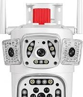 9 MP Ultra HD 3 Lensli Dış Mekan Akıllı IP Güvenlik Kamerası, Gece Görüşlü Hareket Takipli Sesli Alarmlı Çift Yönlü Sesli PTZ Döner Başlıklı Mobil Uygulama Uyumlu IP66 TF Kartlı WiFi Kamera Sistemi — %23 İndirim | Amazon TR Fırsatı