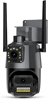 2+2 MP HD 4K IP WiFi Güvenlik Kamerası, Hareket Takipli Gece Görüşlü Dış Mekan Uyumlu, 355° Dönebilen İki Yönlü Sesli İnsan Algılama TF Kart Kayıtlı Kablosuz Bağlantılı Akıllı Güvenlik Kamerası