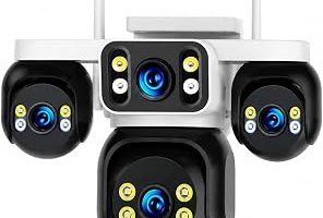 8MP Ultra HD 4 Kameralı WiFi Güvenlik Kamerası, Uygulama Kontrollü 16X Dijital Zoom Renkli Gece Görüş İnsan Takibi Çift Yönlü Ses 360° PTZ RJ45 Ethernet IP66 Ev Bahçe İşyeri İçin Güvenlik Sistemi — %24 İndirim | Amazon TR Fırsatı