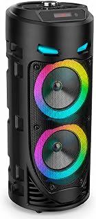 RGB Işıklı Şarjlı Hoparlör, 360° Stereo 2x8W Dahili Hoparlörlü 1800 mAh Bataryalı Bluetooth 5.0 TWS USB AUX MIC Girişli Uzaktan Kumandalı Ev Ofis Parti Eğlence İçin Karaoke Hoparlör Mikrofon Seti