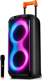Büyük Boy RGB Işıklı Hoparlör, 2x30W Yüksek Güçlü Bass Destekli 360° Stereo Bluetooth 5.0 TWS USB AUX Girişli Kablolu Mikrofonlu Bilgisayar Gitar TV Projektör Uyumlu Çok Amaçlı Karaoke Hoparlör Seti