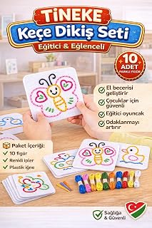 TİNEKE Keçe'den 10 Adet El İşi Dikiş Kiti Desenli Kolay ve Eğlenceli Hobi Eğitici Öğretici