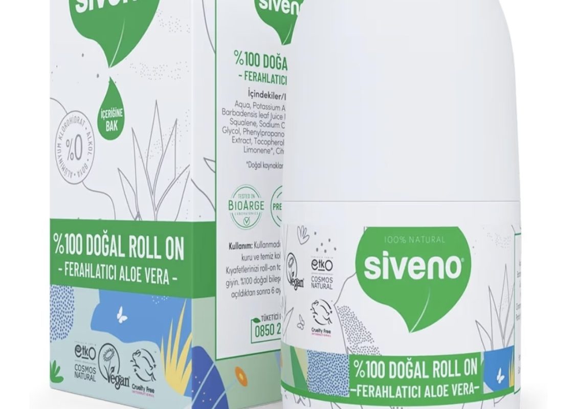 Siveno %100 Doğal Roll-On Aloe Vera Deodorant Ter Kokusu Önleyici Bitkisel Lekesiz Vegan 50 ml
