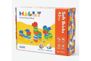 🛍️ Magly Soft Bricks Yumuşak Yapı Blokları   Çocuklar İçin Renkli Esnek 42 Parça Yapı Blok Seti