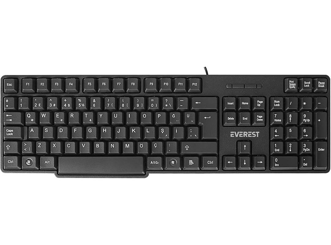 🛍 Everest KB-517U Siyah 2MT Bakır Kablolu USB Q Standart Klavye