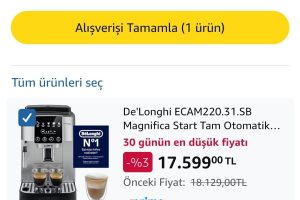 De’Longhi ECAM220.31.SB Magnifica Start Tam Otomatik Espresso Makinesi AMAZONTR750 Koduyla 16.849₺