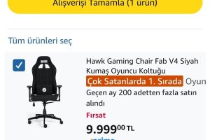🤖Hawk Gaming Chair Fab V4 Siyah Kumaş Oyuncu Koltuğu AMAZONTR750 Koduyla 9.249₺ — %91 İndirim