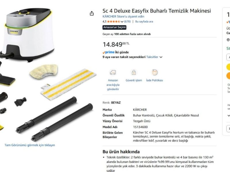 Sc 4 Deluxe Easyfix Buharlı Temizlik Makinesi