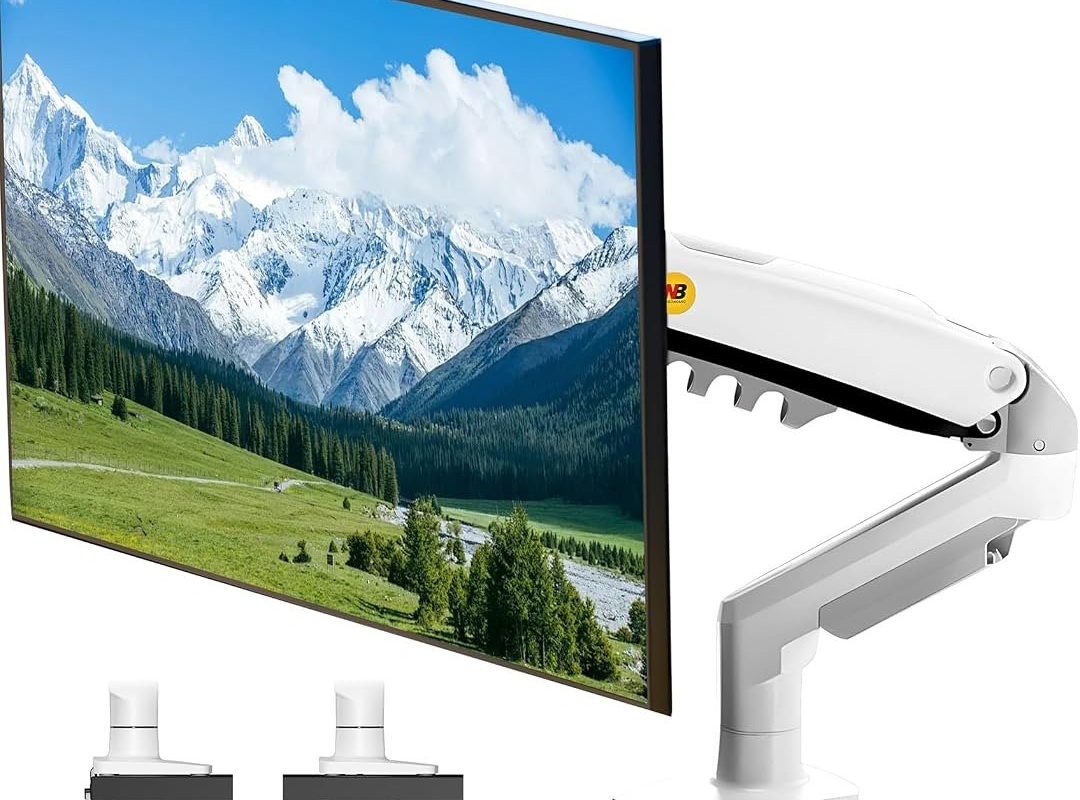🛍 NB North Bayou Monitör Masası Montaj Standı Tam Hareketli Döner Monitör Kolu Gaz Yaylı 17-30”Monitörler için (2 kg – 9 kg arasında) Bilgisayar Monitör Standı F80 (Beyaz)