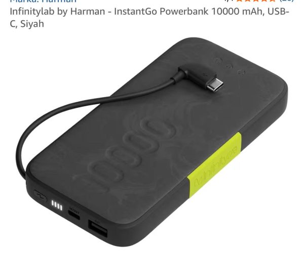 Infinitylab by Harman – InstantGo Powerbank 10000 mAh, USB-C, Siyah