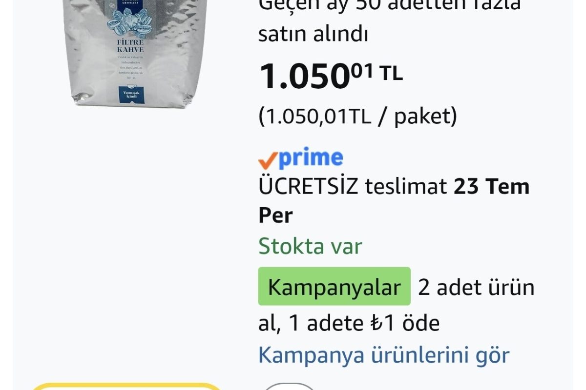 Kahve Dünyası Fındık Aromalı Filtre Kahve Çekirdek 1 Kg.