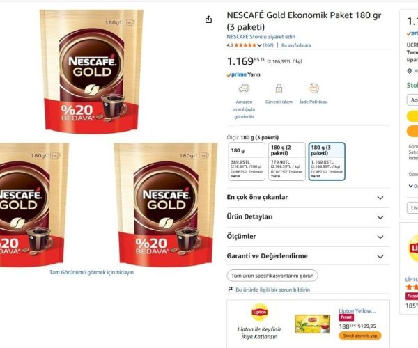 ☕ NESCAFÉ Gold Ekonomik Paket 180 gr (3’lü Paket) — %21 İndirim