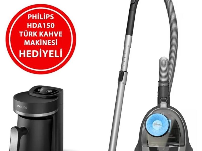 Philips BXA0058/00 XB2142/10 Toz Torbasız Süpürge + HDA150/161 Türk Kahve Makinesi Hediye