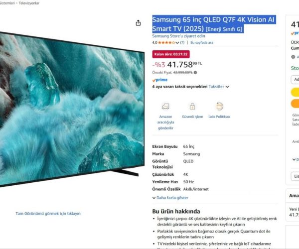 Samsung 65 inç QLED Q7F 4K Vision AI Smart TV (2025) [Enerji Sınıfı G]