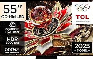 🛒 TCL 55 inç Akıllı TV 55Q7C 4K QD-Mini LED Renkli Quantum Crystal HDR, 2600 nit Parlaklık, Oyun Google TV, 144Hz Doğal Yenileme Hızı, Bang & Olufsen Ses Sistemi, Dolby Atmos, Game Master (2025 Modeli) — %8 İndirim