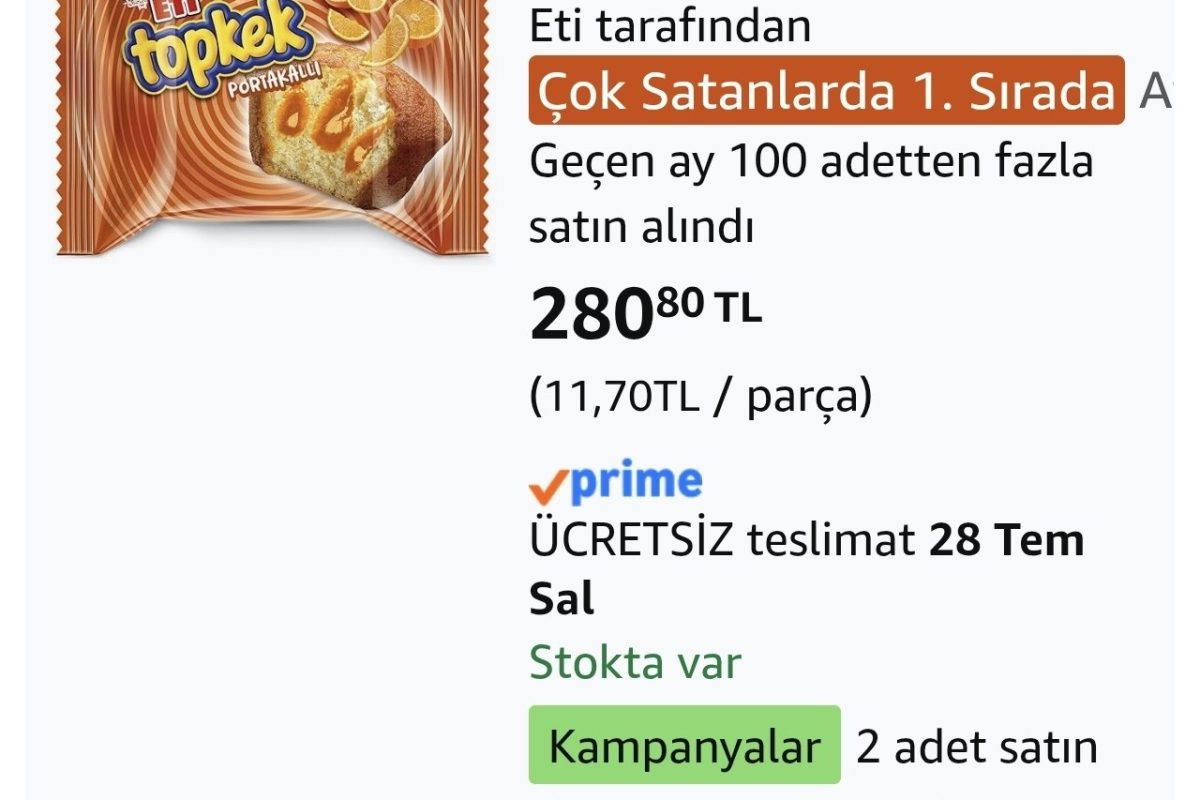 Eti Topkek Portakallı Kek 40 g x 24 Adet