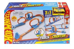 Hot Wheels Track Creator Triple Loop Kit, JDW39  3 Döngü ile Temel Parça Oluşturma Bileşenleri içerir, Adaptörlerle Uyumlu Hızlı Geçmeli Hot Wheels