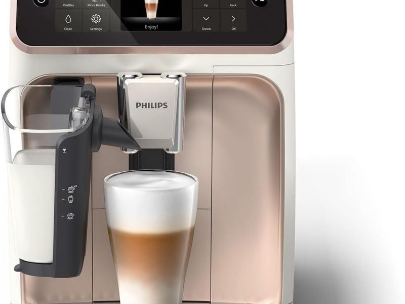 Philips 5500 Serisi LatteGo Tam Otomatik Espresso Makinesi 20 Sıcak ve Soğuk İçecek, Renkli Dokunmatik Ekran, Beyaz Roze Renk, QuickStart, SilentBrew Teknolojisi (EP5543/80)