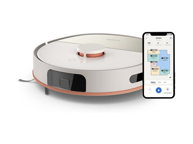 🛍 Philips HomeRun 5000 Serisi Robot Elektrikli Süpürge, Çift Döner Mop, Süpürme ve Paspas, 10.000Pa Emiş Gücü, Lazer Çizgi Navigasyon, HomeRun Uygulaması, İpek Beji (XU5000/20)
