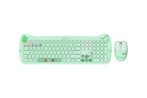 🛍️ Everest KM 6283 CATTY Renkli Tuşlu Yeşil 2.4 ghz + BT Kablosuz Q Multimedia Klavye + Mouse + Pad Set