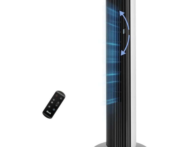 🛍 Levoit Kule Vantilatör İçin Yatak Odası, 7,5 m/s, 23 W, 25 dB Sessiz Sütun, Uzaktan Kumandalı, 12 Hız Kademesi, 4 Mod, Beyaz | Salınım 60°, DC motor, uzaktan kumanda, zamanlayıcı 12 saat, geniş alanlar, 23 W