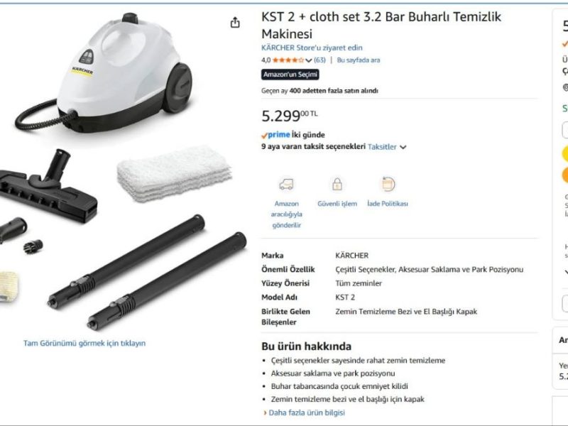 KST 2 + cloth set 3.2 Bar Buharlı Temizlik Makinesi