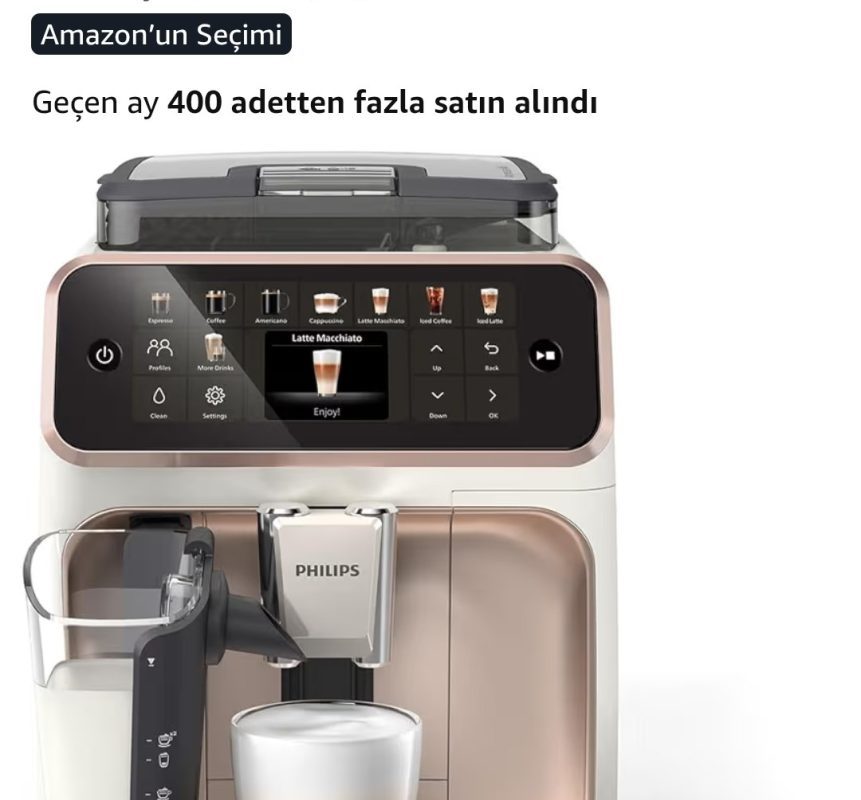 Philips 5500 Serisi LatteGo Tam Otomatik Espresso Makinesi 20 Sıcak ve Soğuk İçecek, Renkli Dokunmatik Ekran, Beyaz Roze Renk, QuickStart, SilentBrew Teknolojisi (EP5543/80)