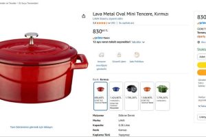 Lava Metal Oval Mini Tencere, Kırmızı