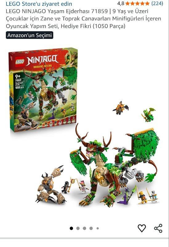 LEGO NINJAGO Yaşam Ejderhası 71859 | 9 Yaş ve Üzeri Çocuklar için Zane ve Toprak Canavarları Minifigürleri İçeren Oyuncak Yapım Seti, Hediye Fikri (1050 Parça)