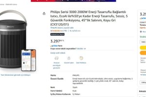 Philips Serisi 3000 2000W Enerji Tasarruflu Bağlantılı Isıtıcı, EcoAI ile%50’ye Kadar Enerji Tasarrufu, Sessiz, 5 Güvenlik Fonksiyonu, 45°’lik Salınım, Koyu Gri (CX3120/01)