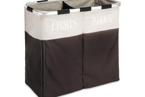 🛍️ Whitmor Easycare Çift Çamaşır Sepeti   Işıklar ve Karanlıklar Ayırıcı   Espresso, 2 Bölmeli