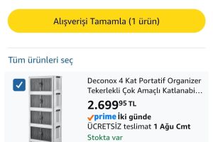 Deconox 4 Kat Portatif Organizer Tekerlekli Çok Amaçlı Katlanabilir Dolap, Kapaklı Düzenleyici – EVIMDE250 Koduyla 2.450₺ – Kod Ev ve Yaşam Ürünlerinde 2.000₺’ye 250₺ İndirim Sağlıyor — %89 İndirim