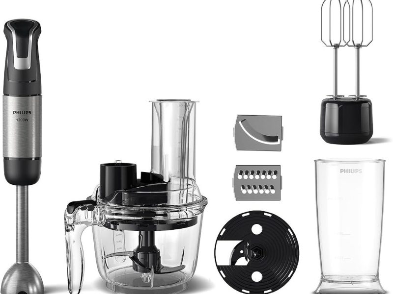 🛍 Philips 5000 Serisi El Blender – SpeedTrigger Kontrolü, 1200W Motor, Paslanmaz Çelik Bıçaklar, Bebek Maması Hazır, Mikser ve Gıda İşlemci Aksesuarları (HR2695/01)