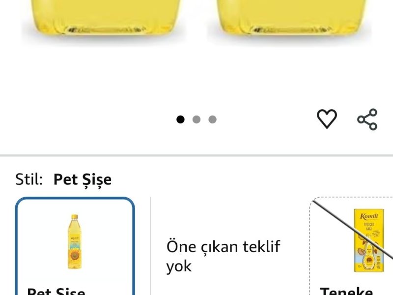 Komili Ayçiçek Yağı Dar Ağız, Pet Şişe, 4 Lt (2 paketi) – 799₺