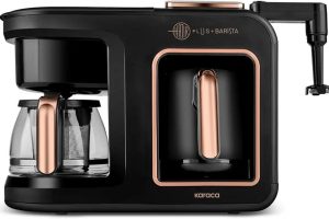 Karaca Hatır Plus Barista 6 in 1 Latte Cappucino ve Közde Türk Kahvesi Makinesi Black Copper