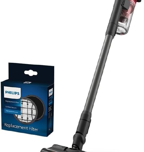 Philips 6000 Serisi Kablosuz Dikey Süpürge, PowerCyclone 11 (XC6552/01) ve Philips Orijinal Yedek Filtre – Kablosuz Süpürge 6000, 7000 ve 8000 Serisi ile Uyumlu (XV1681/01)