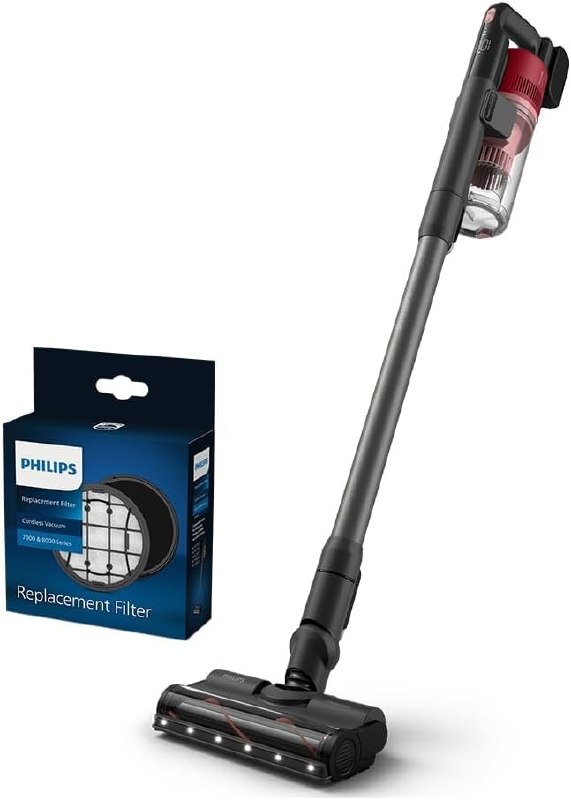 Philips 6000 Serisi Kablosuz Dikey Süpürge, PowerCyclone 11 (XC6552/01) ve Philips Orijinal Yedek Filtre – Kablosuz Süpürge 6000, 7000 ve 8000 Serisi ile Uyumlu (XV1681/01)