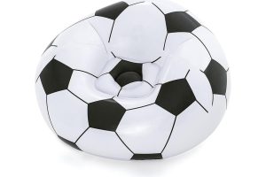🛍️ Bestway Up In & Over Beanless futbol topu koltuğu, 114 x 112 x 66 cm, futbol hava koltuğu, siyah/beyaz