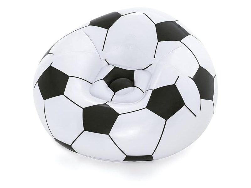 🛍️ Bestway Up In & Over Beanless futbol topu koltuğu, 114 x 112 x 66 cm, futbol hava koltuğu, siyah/beyaz