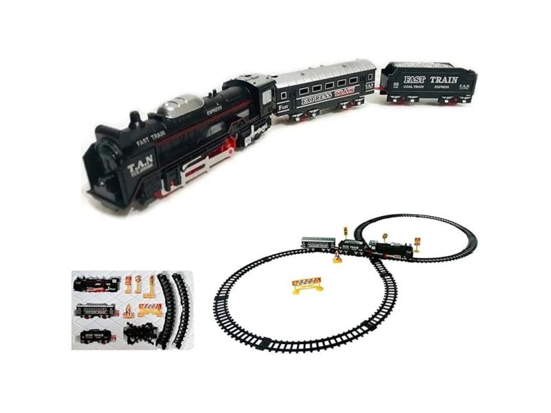 🛍️ Giffy / 23 Parça Işıklı Klasik Tren Seti 96Cm 3 Farklı Ray Modeli Pilli Retro Tren raylı oyuncak full fonksiyon çocuklar için eğitici