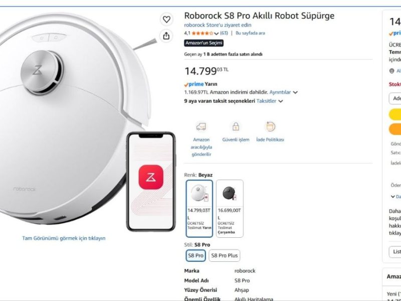 Roborock S8 Pro Akıllı Robot Süpürge — %88 İndirim