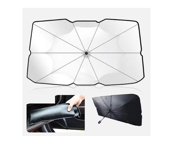 🛍️ Araç İçi Ön Cam Güneşliği, Katlanabilir Şemsiye Şeklinde Otomobil Ön Cam Güneşliği,%99 Etkin Koruma, Otomobil, SUV, (140 X 79 CM)